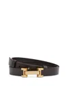 Reiss Chocolate Metal Hardware Piece Belt In Chocolate