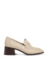 Reiss Off White Leather Block-heel Penny Loafers In Off White