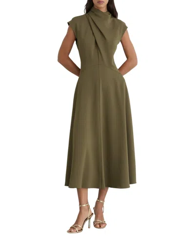 Reiss Women's High-neck A-line Sleeveless Midi Dress In Green