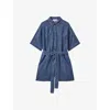 Reiss Indigo Seren Denim Belted Playsuit In Indigo