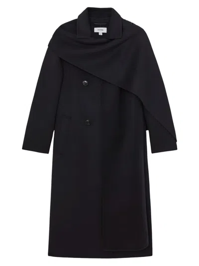 Reiss Women's Indira Scarf Wool-blend Coat In Black