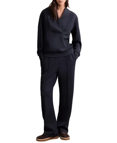 Reiss Womens Navy Annabel Shawl-neck Long-sleeve Jersey Top In Multi