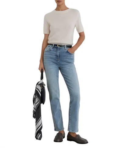 Reiss Women's Isabel Light-wash Mid-rise Slim-leg Jeans In Blue