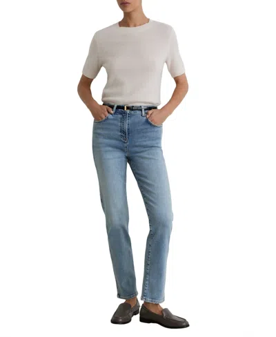 Reiss Women's Isabel Mid-rise Slim-leg Light-wash Jeans In Blue