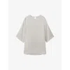 Reiss Womens Ivory Anya Round-neck Relaxed-fit Satin Blouse