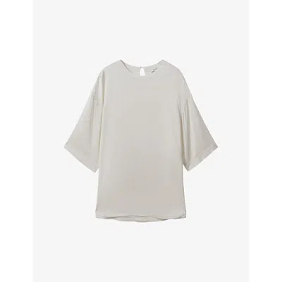 Reiss Womens Ivory Anya Round-neck Relaxed-fit Satin Blouse