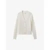 Reiss Womens Ivory Ariana Relaxed-fit Ribbed Cotton And Linen-blend Cardigan