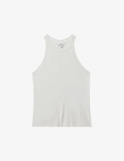 Reiss Womens Ivory Cammi Cut-out Woven Vest Top In Ivory