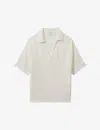 Reiss Womens Ivory Carla Open-stitch Knitted Polo Shirt