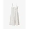Reiss Womens Ivory Clarice Broderie Linen Midi Dress