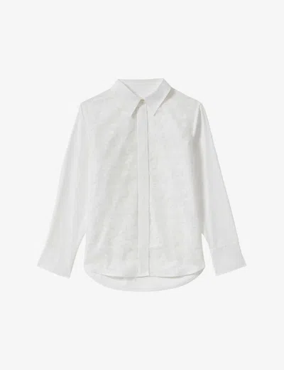 Reiss Womens Ivory Delaney Floral-pattern Cotton Shirt
