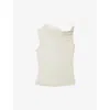 Reiss Womens Ivory Dylan Ruched Woven-blend Top