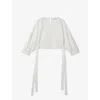 Reiss Womens Ivory Immy Blouson-sleeve Stretch-woven Blouse
