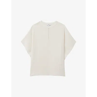 Reiss Womens Ivory Tania Draped-sleeve Woven Top