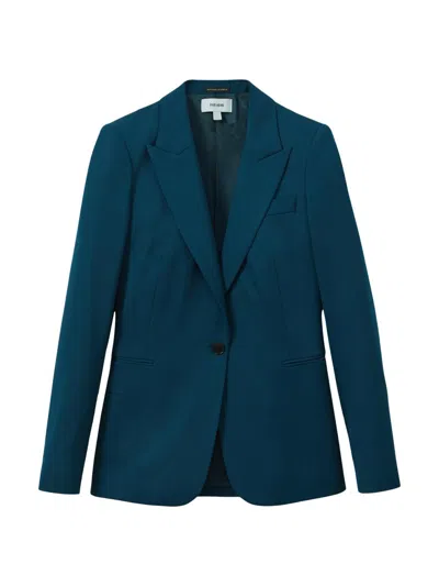 Reiss Women's Jade Wool-blend Blazer In Blue