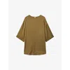 REISS ANYA ROUND-NECK RELAXED-FIT SATIN BLOUSE