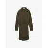 Reiss Khaki Victoria Ruched Jersey Open-collar Mini Dress In Khaki