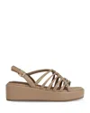 Reiss Beige Leather Knot Strappy Platform Sandals In Beige