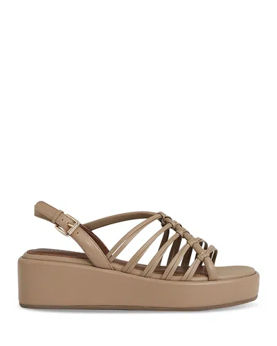 Reiss Womens Beige Lana Knotted Flatform Leather Heeled Sandals Eur 41 / 8 Uk
