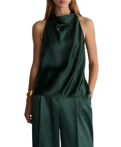 Reiss Women's Kory Cowl Neck Silk Top In Green