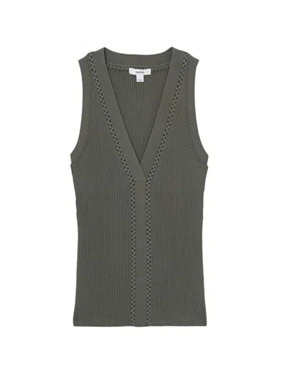 Reiss Women's Lanette Craft-stitch Vest In Brown