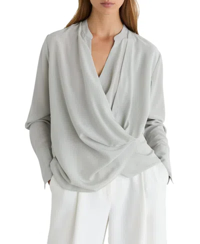 Reiss Women's Lauren Matt Silk Drape Shirt In Gray