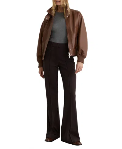 Reiss Women's Leather Funnel-neck Bomber Jacket In Brown