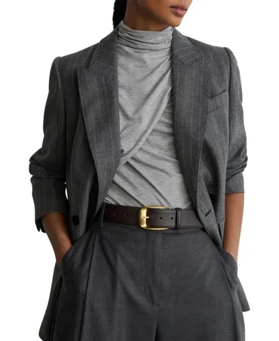 Reiss Women's Leather Rounded Buckle Belt In Chocolate