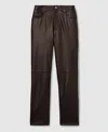 Reiss Women's Leather Slim-leg Pants In Brown