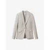 Reiss Womens Cream Millie Peak-lapel Single-breasted Woven Blazer In Light Grey