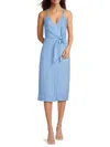 Reiss Women's Linen Midi Wrap Dress In Blue