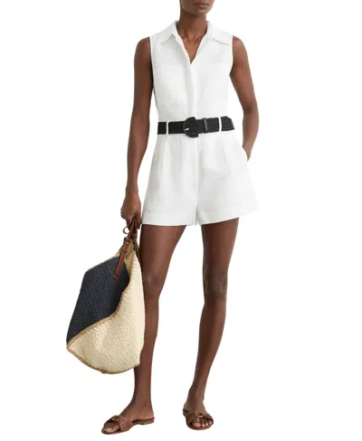 Reiss Women's Linen Sleeveless Belted Playsuit In White