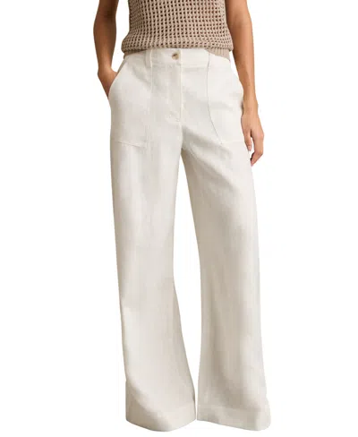 Reiss Women's Linen Wide-leg Trouser Pants In White