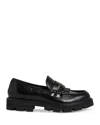 Reiss Black Leather Fringed Chunky Penny Loafers In Black