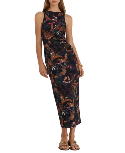 Reiss Women's Lola Printed Jersey Midi Dress In Black