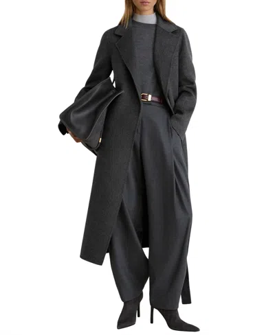 Reiss Women's Long Double-breasted Wool-blend Coat In Gray
