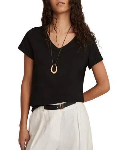 Reiss Women's Luana Cotton-jersey V-neck T-shirt In Black