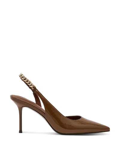 Reiss Women's Lucia Chain Detail Patent Leather Slingback Pumps In Brown