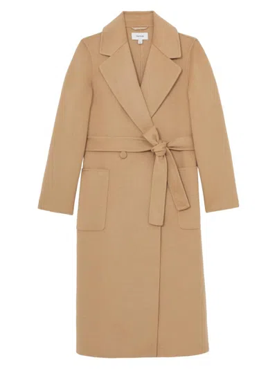 Reiss Womens Camel Lucia Double-breasted Wool-blend Coat In Brown