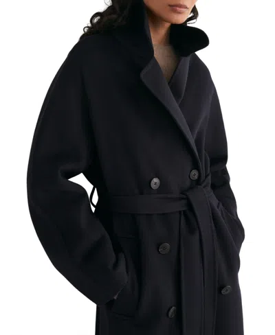 Reiss Women's Lucia Wool-blend Double-breasted Long Coat In Black