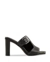 Reiss Black Leather Buckle Block-heel Sandals In Black