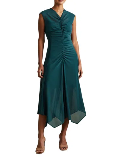Reiss Women's Lyra Ruched Mesh Midi-dress In Blue