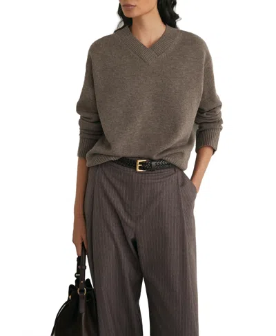 Reiss Women's Mari Long-sleeve V-neck Wool-cashmere Blend Sweater In Dark Neutr