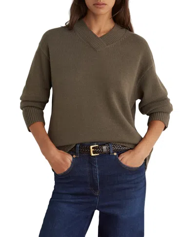 Reiss Women's Mari Wool-cashmere Blend Long-sleeve V-neck Sweater In Gray
