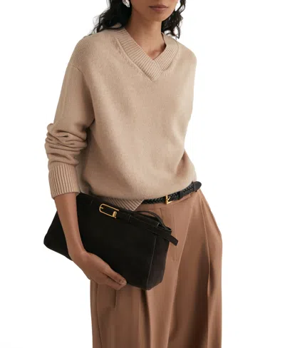 Reiss Women's Mari Wool-cashmere Blend Loose-fit V-neck Sweater In Blush Pink