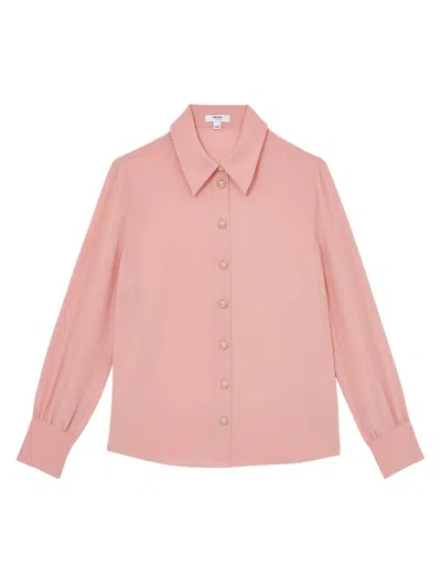 Reiss Women's Marlie Silk Shirt In Pink