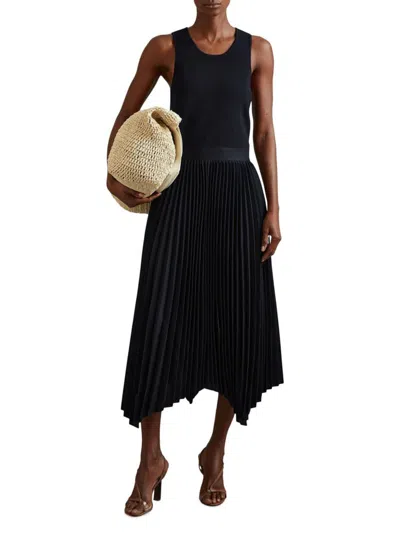 Reiss Women's Marnie Drop Waist Pleated Midi-dress In Blue