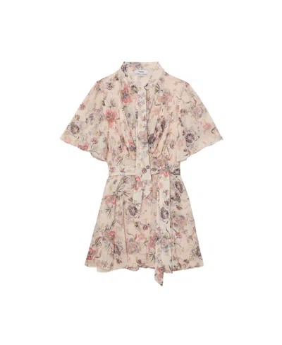 Reiss Women's Metallic-floral Flippy Mini Dress In Neutral