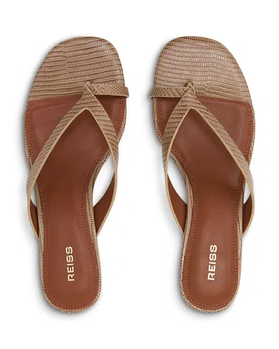 Reiss Women's Mia Kitten Heel Thong Sandals In Brown