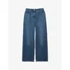 Reiss Womens Mid Blue Lyle Mid-wash Wide-leg Mid-rise Denim Jeans
